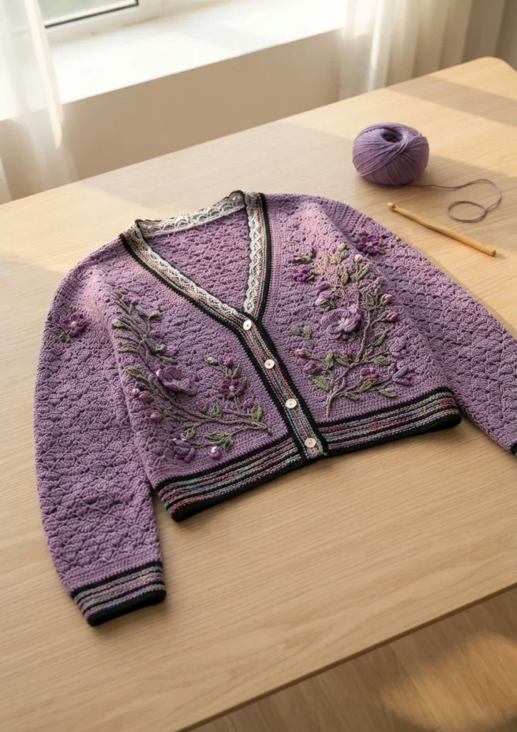 Corn Poppy Cardigan Crochet Tutorial | Susan's Family - crochet detail