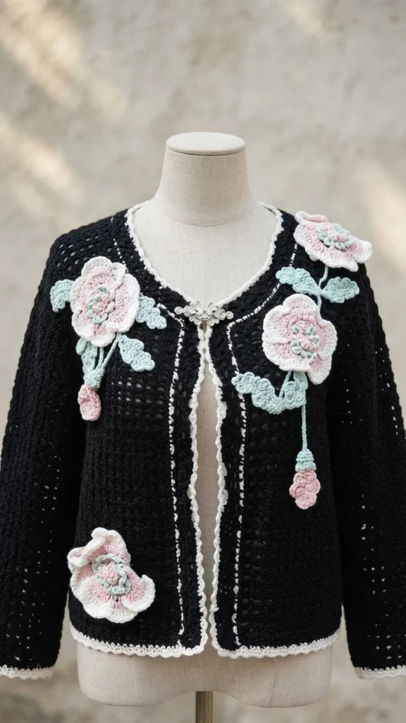 Corn Poppy Cardigan Crochet Tutorial | Susan's Family - crochet detail