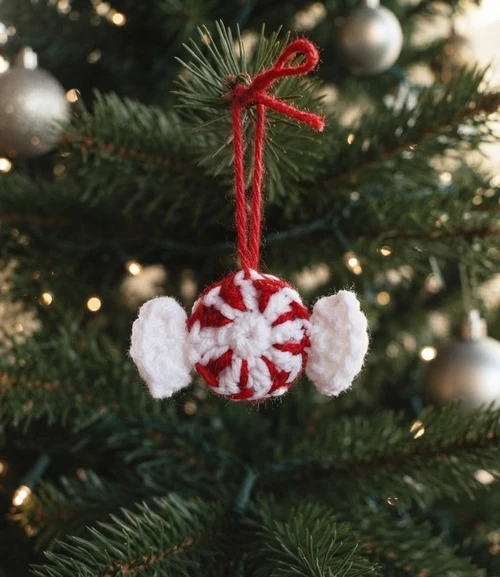 16. Crochet Peppermint Ornament