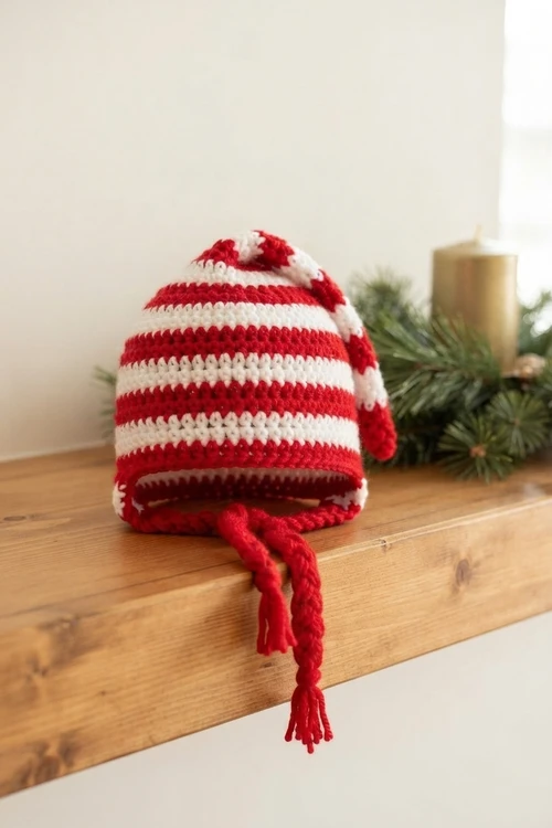 3. Peppermint Crochet Elf Hat Pattern