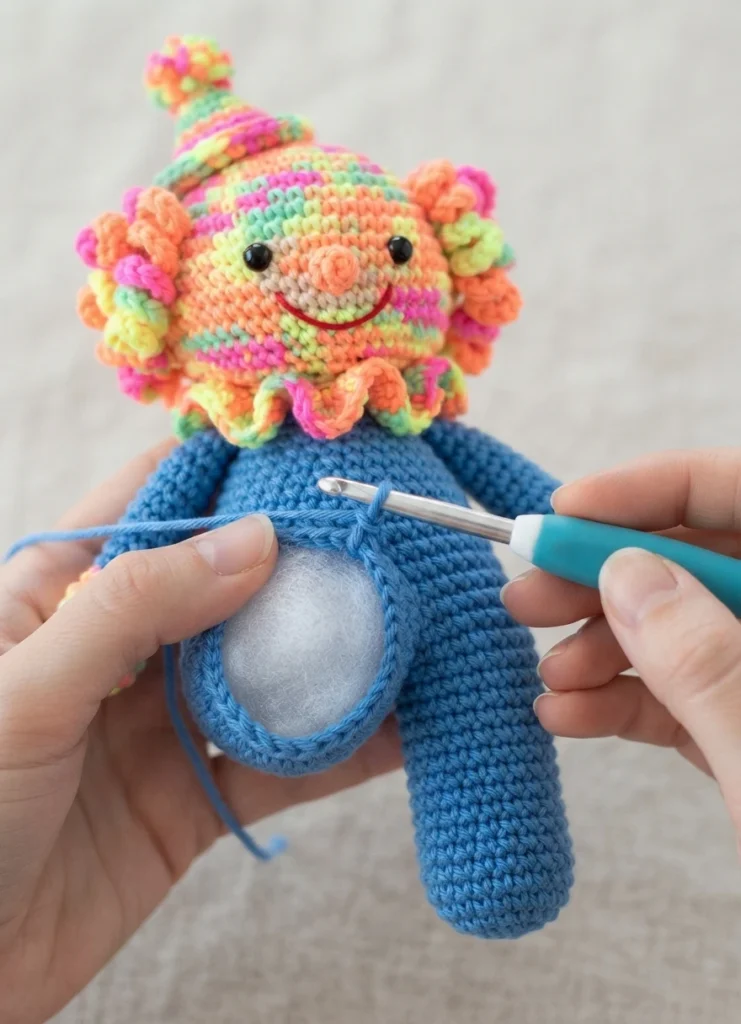 Clown Amigurumi Doll - Free Crochet Pattern - crochet detail