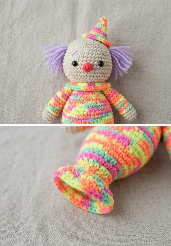 Clown Amigurumi Doll - Free Crochet Pattern - crochet detail