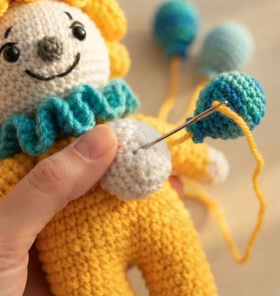 Clown Amigurumi Doll - Free Crochet Pattern - crochet detail