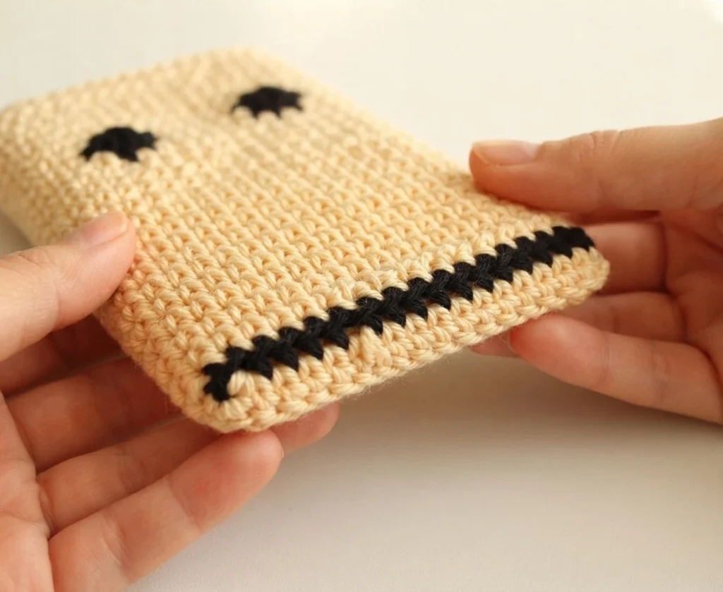 How to Crochet a Mummy phone case - PATRONES VALHALLA: Free crochet patterns - crochet detail