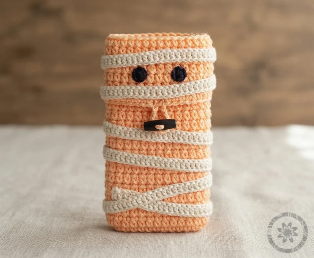 How to Crochet a Mummy phone case - PATRONES VALHALLA: Free crochet patterns - crochet detail