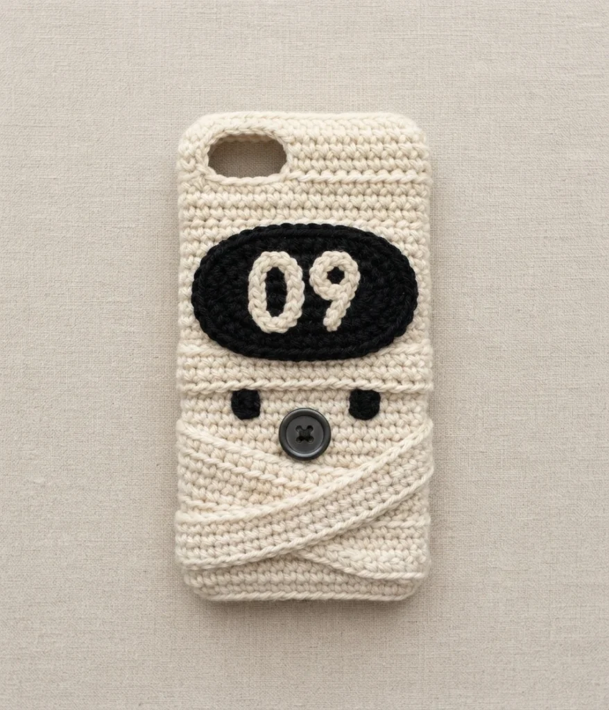 How to Crochet a Mummy phone case - PATRONES VALHALLA: Free crochet patterns - crochet detail