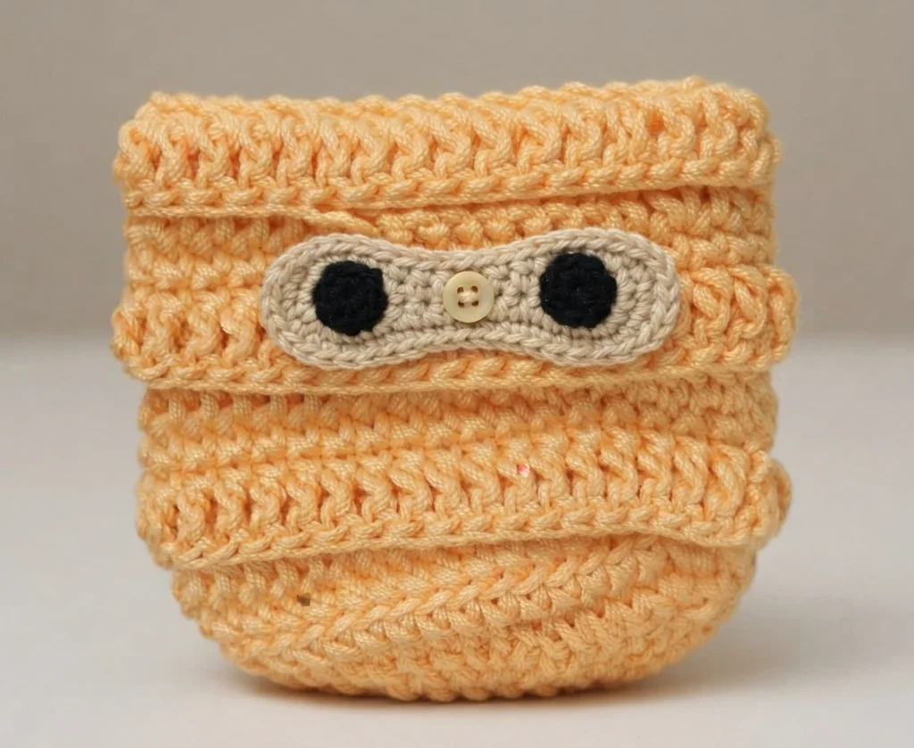 How to Crochet a Mummy phone case - PATRONES VALHALLA: Free crochet patterns - crochet detail