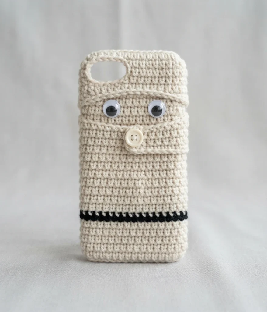 How to Crochet a Mummy phone case - PATRONES VALHALLA: Free crochet patterns - crochet detail
