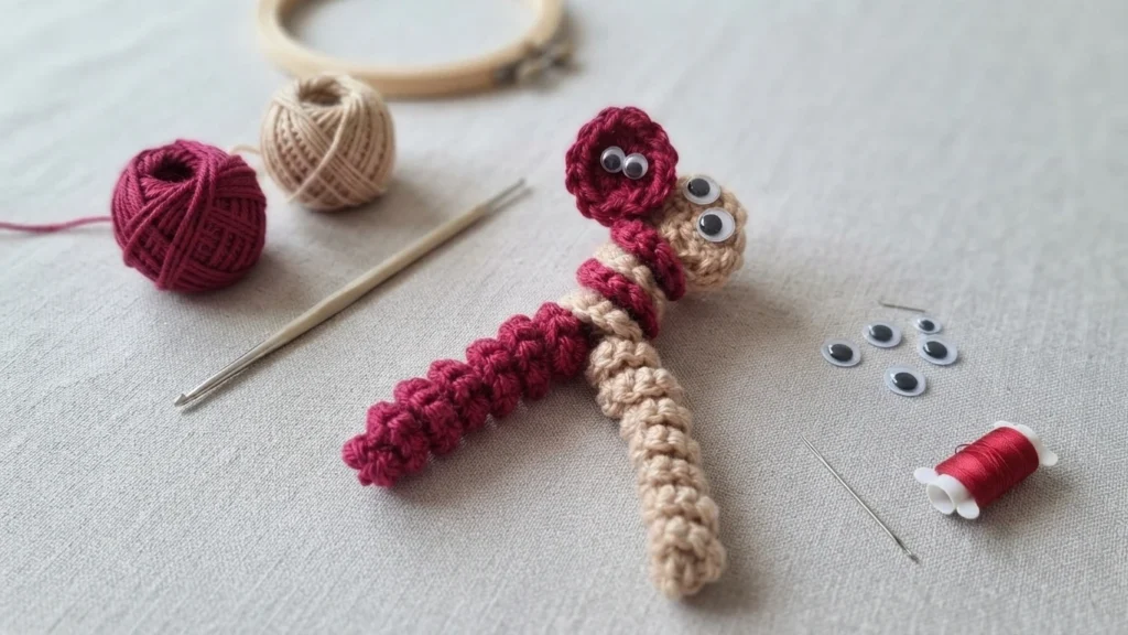 Pumpkin Worry Worm Crochet Pattern: (Trick Or Treat Gifts For Halloween) - crochet detail