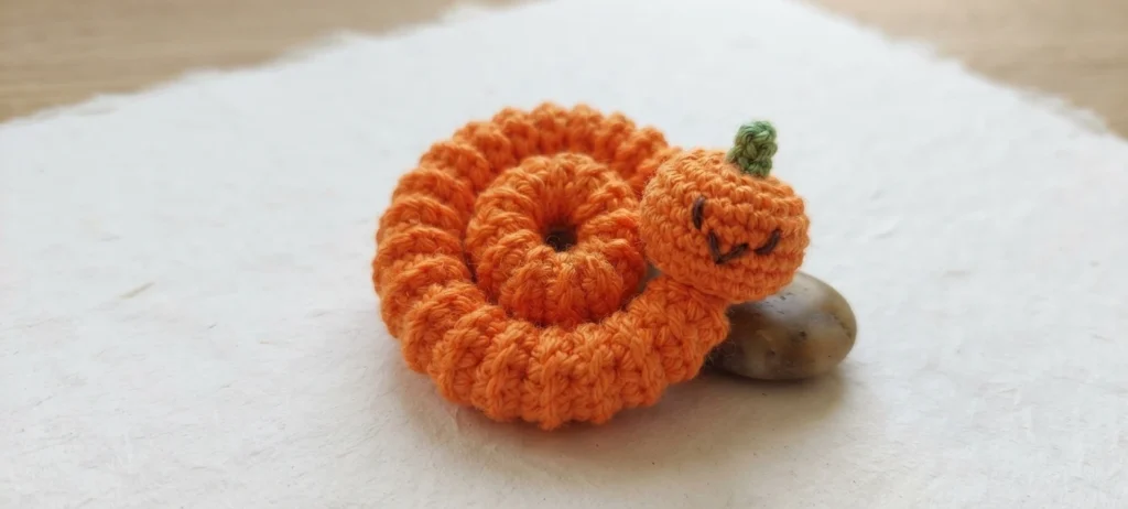 Pumpkin Worry Worm Crochet Pattern: (Trick Or Treat Gifts For Halloween) - crochet detail
