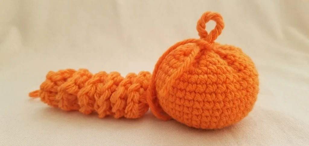 Pumpkin Worry Worm Crochet Pattern: (Trick Or Treat Gifts For Halloween) - crochet detail