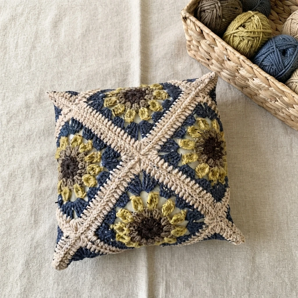 Autumn Sunflower Pillow Pattern (Free) - crochet detail