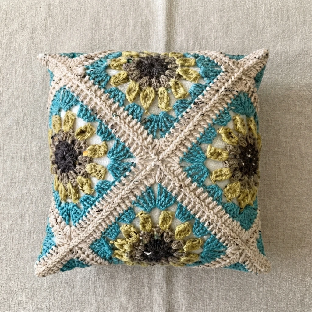 Autumn Sunflower Pillow Pattern (Free) - crochet detail