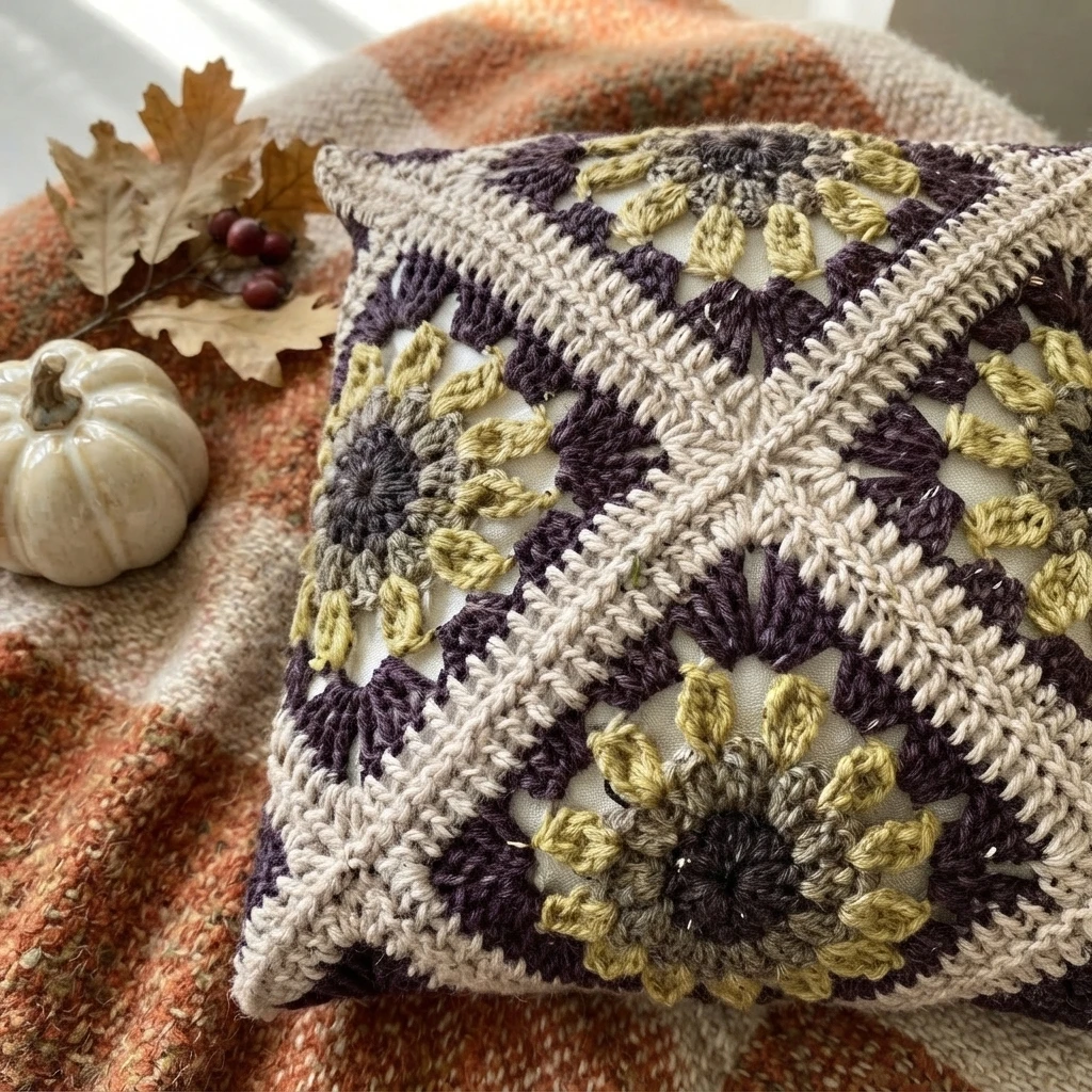 Autumn Sunflower Pillow Pattern (Free) - crochet detail