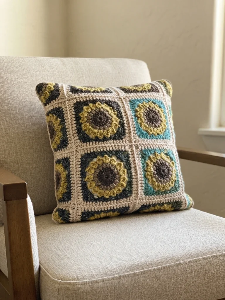 Autumn Sunflower Pillow Pattern (Free) - crochet detail