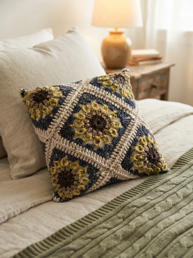 Autumn Sunflower Pillow Pattern (Free) - crochet detail