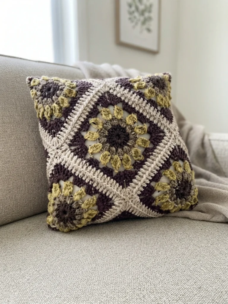 Autumn Sunflower Pillow Pattern (Free) - crochet detail