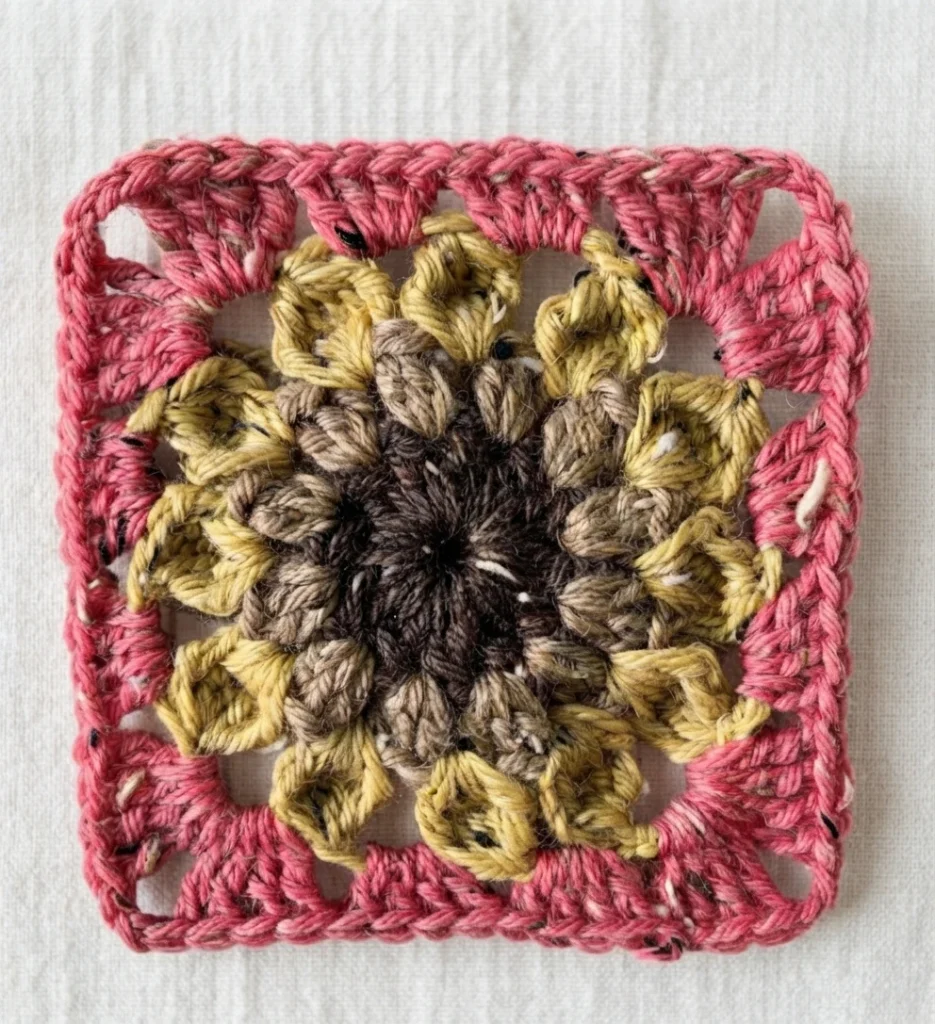 Autumn Sunflower Pillow Pattern (Free) - crochet detail