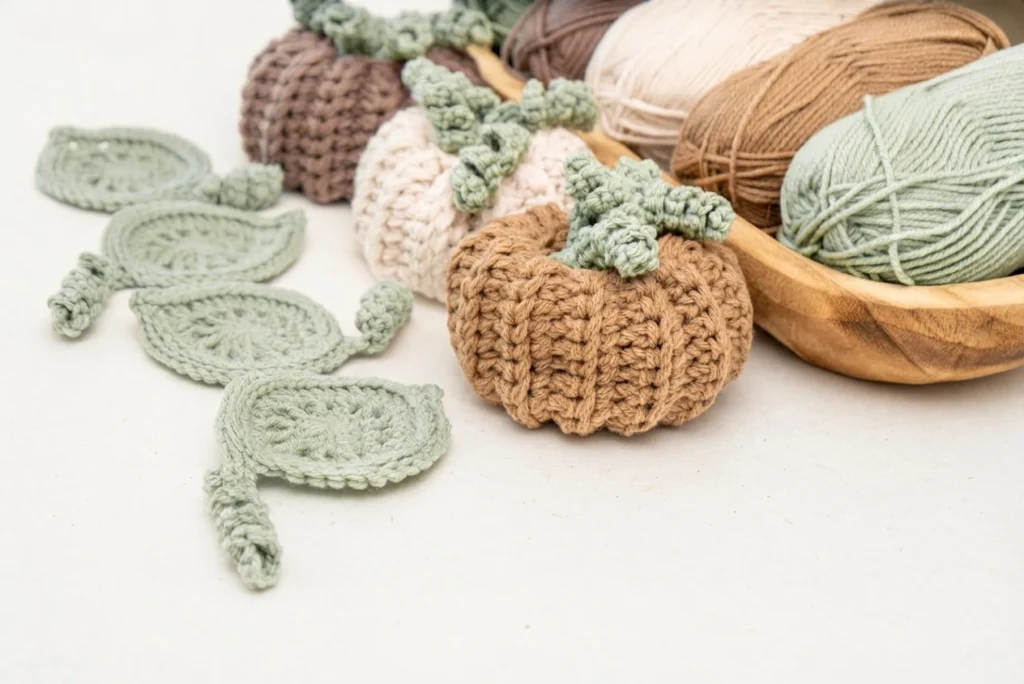 How To Crochet Pumpkin Fall Décor With Leaf Coasters Free Pattern - crochet detail