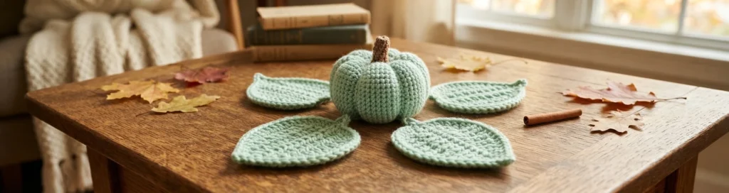 How To Crochet Pumpkin Fall Décor With Leaf Coasters Free Pattern - crochet detail