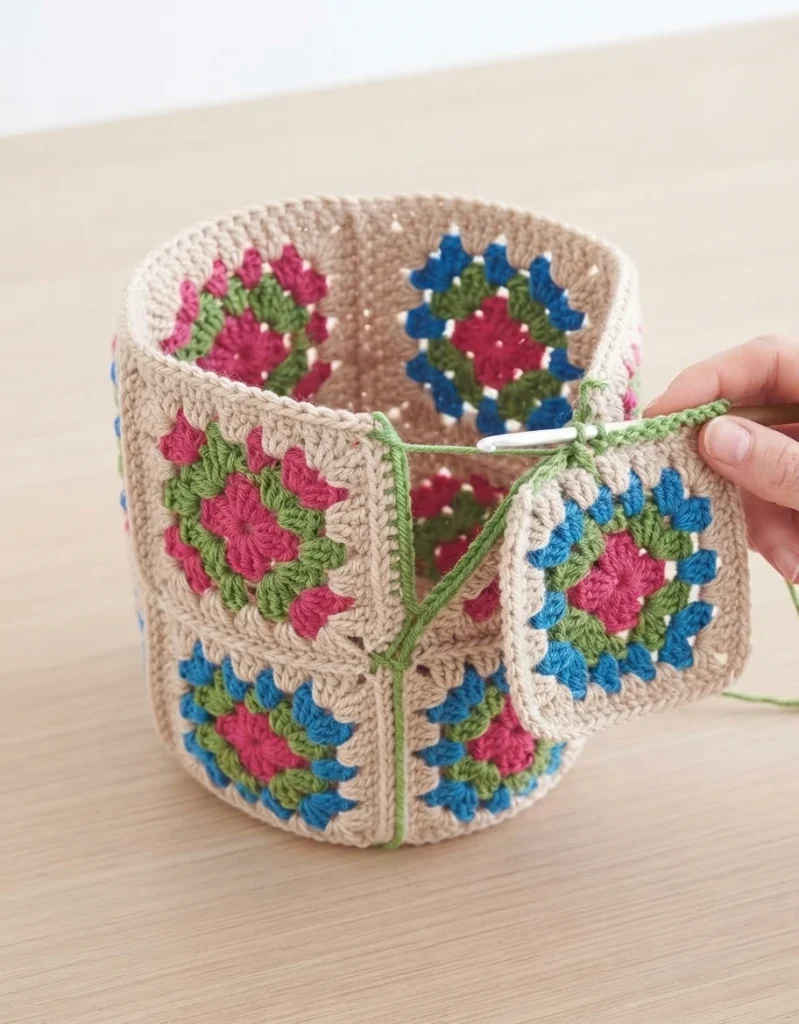 Granny Flower Pot au crochet - crochet detail