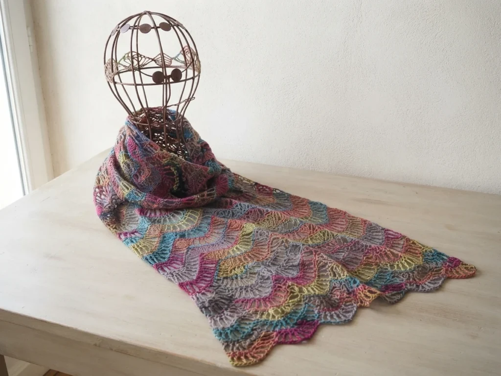 Ravelry: Lacy Feather and Fan Wrap pattern by A. Westbrook - crochet detail