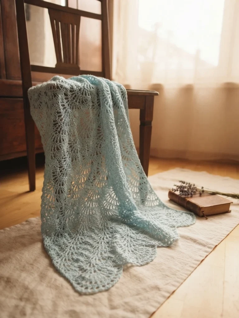 Ravelry: Lacy Feather and Fan Wrap pattern by A. Westbrook - crochet detail