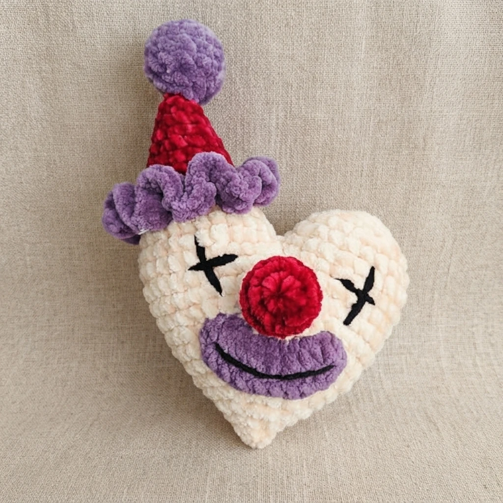 Ravelry: Silly clown heart :) pattern by Expired Clown - crochet detail