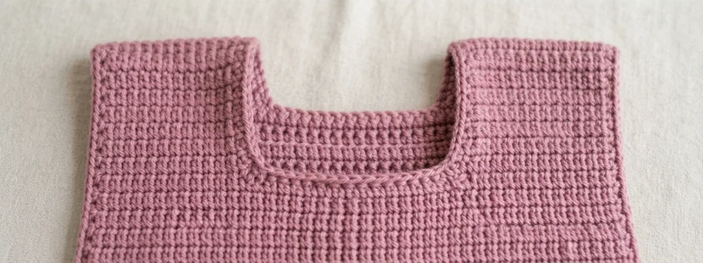 Gros plan d’un haut crocheté rose uni avec une encolure arrondie et de larges bretelles.